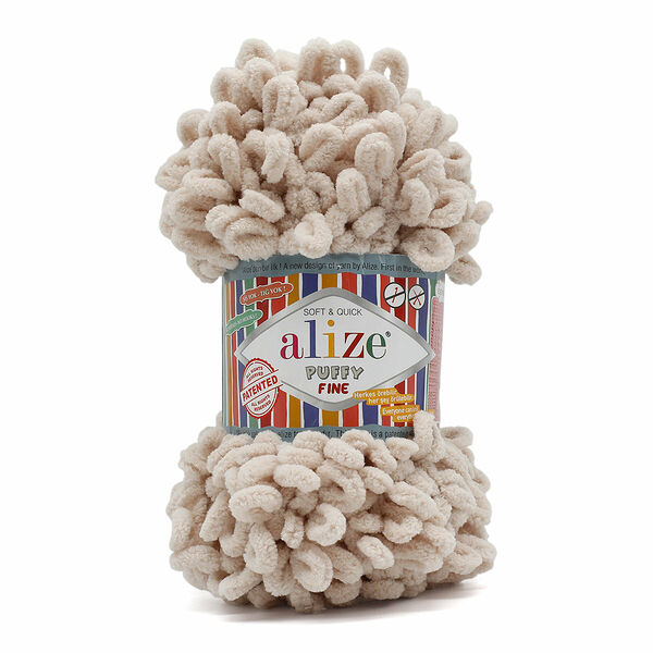 Пряжа Alize 'Puffy Fine' 100г 14м (100% микрополиэстер)(599 слоновая кость)