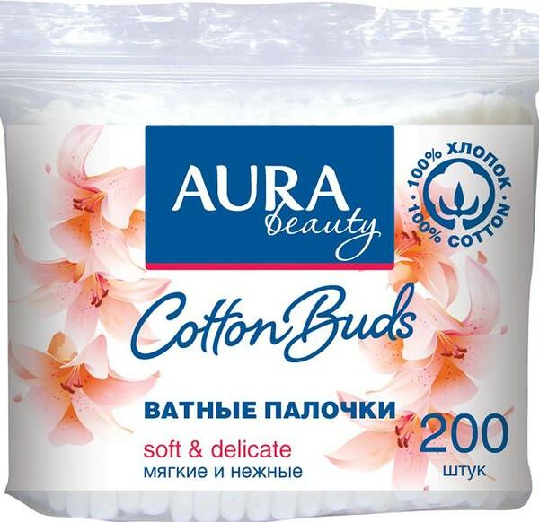 Ватные палочки Aura, 200 шт