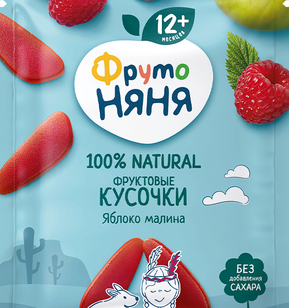 Фруктовые кусочки яблоко малина 15г ДП ФрутоНяня