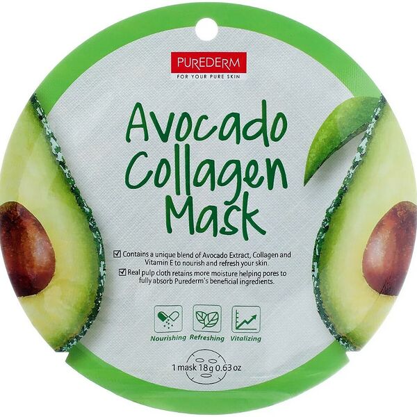 Маска для лица Purederm Коллагеновая с экстрактом плодов авокадо