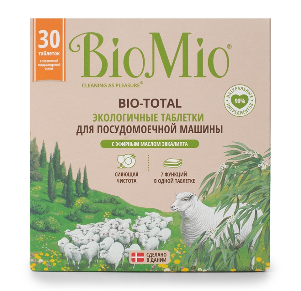 

Таблетки для посудомоечных машин Biomio Bio-Total с маслом эвкалипта 29 г х 30 таблеток