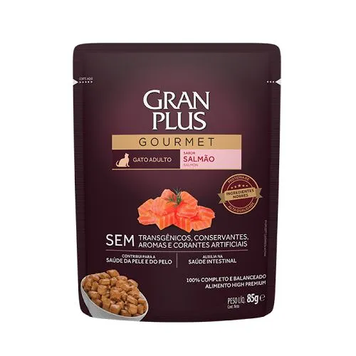 Влажный корм для взрослых кошек Granplus Gourmet Cat с лососем в соусе, 85 г