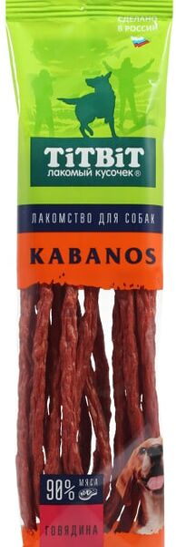 Лакомство для собак Titbit Колбаски Кабанос говядина 80г