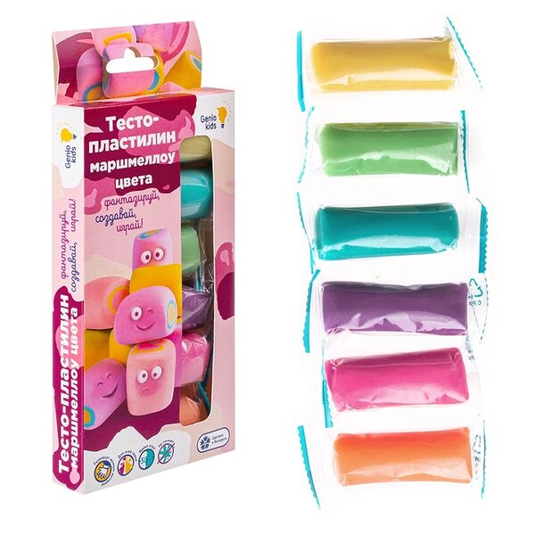 Набор для творчества Genio Kids Тесто-пластилин 6 цветов Маршмеллоу цвета