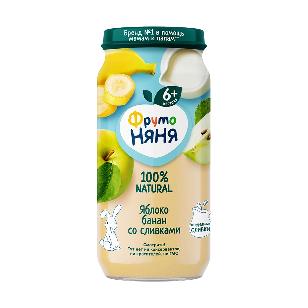 

Пюре фруктовое ФрутоНяня яблоко-банан-сливки 250 г