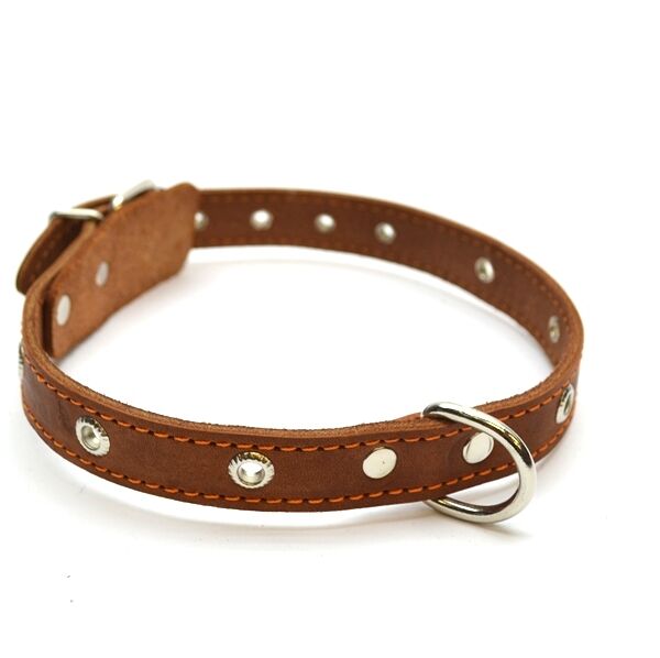 Ошейник кожаный коричневый 45см