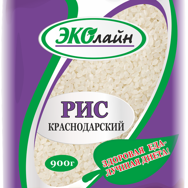 Крупа рис ЭКОЛАЙН Краснодарский круглый вес 0.9кг.