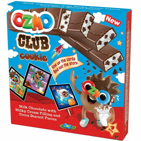Шоколад Ozmo Club Cookie молочный с печеньем и какао, 47,2г