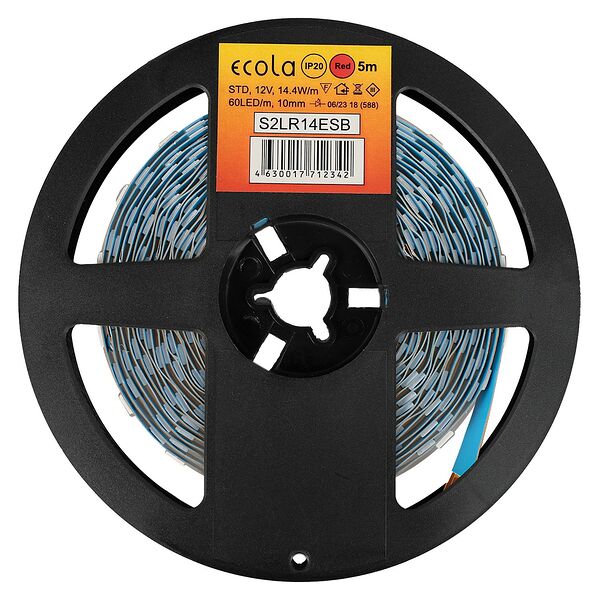 Лента cветодиодная Ecola LED strip STD, 14.4 Вт/м, 12 В, красная, 60 Led/м, IP20, 5 м