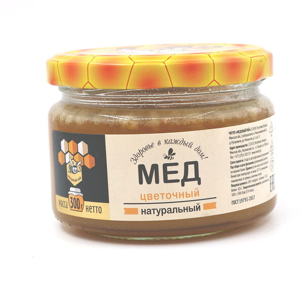 Мед натуральный цветочный Медовый рай  ст/бан вес 300г