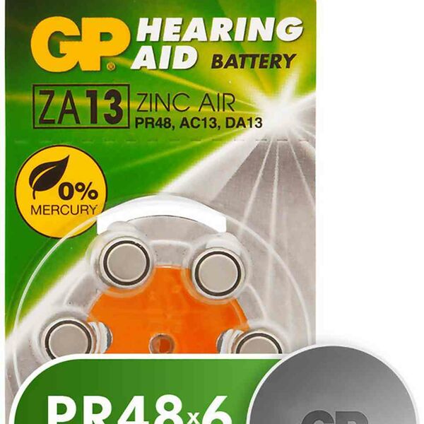 Батарейка воздушно-цинковая GP ZA13/PR48/V13A/AC13/DA13, 6 шт.