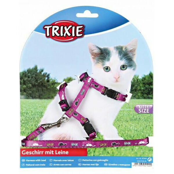 Trixie Шлейка с поводком для котят 21-32см/8мм1,2 м в ассортименте