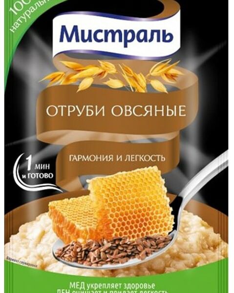 Отруби Мистраль овсяные Гармония и легкость Мед-Лен 30г