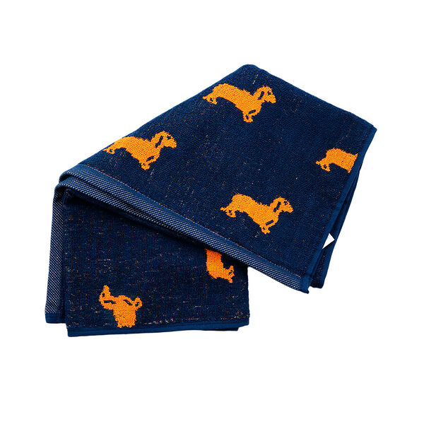 Полотенце махровое пестротк такса 50х90 синий