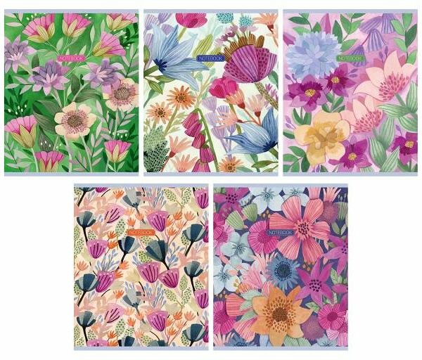 Тетрадь Green Island Цветы в клетку А5, 80 л, 1 шт, в ассортименте