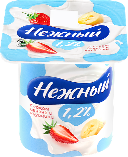 Продукт йогуртный CAMPINA Нежный с соком банана и клубники 1,2%, без змж, 100г