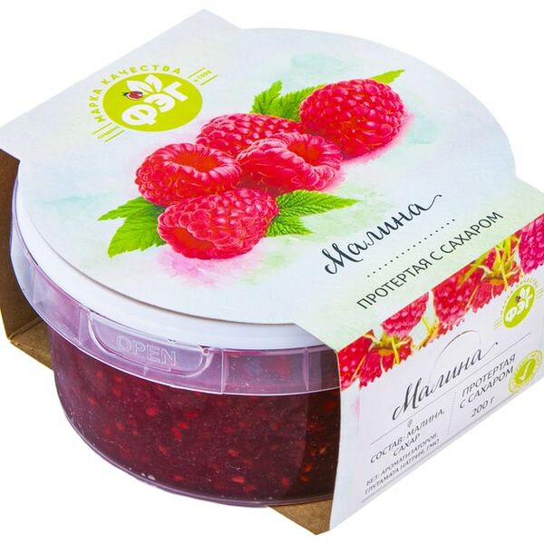 Малина ФЭГ протертая с сахаром 200г