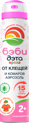 

Аэрозоль Бэби Дэта от клещей и комаров с 2 лет 100 мл