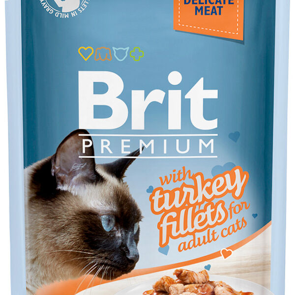 Влажный корм для кошек, Brit, индейка в соусе
