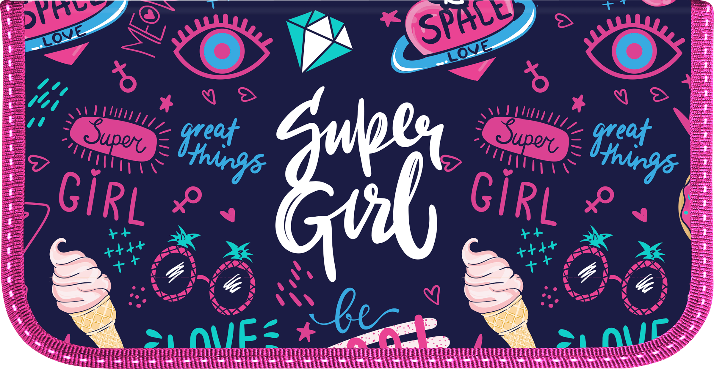 

Пенал SCHOOLFORMAT Super girl, 19х9см