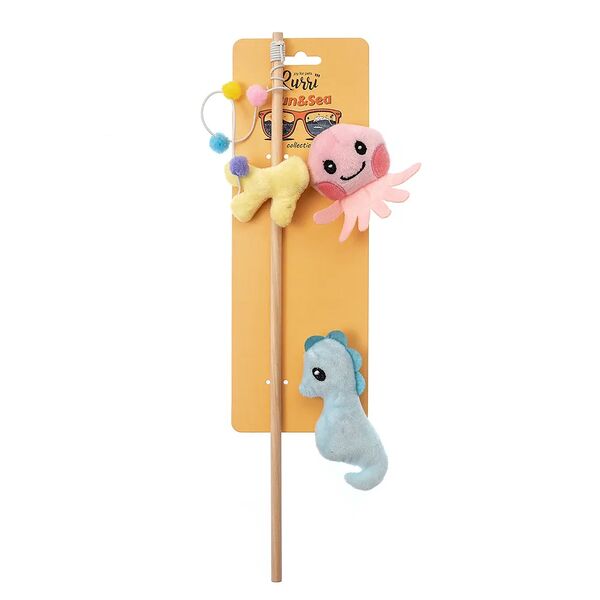 Набор игрушек для кошек Дразнилка Осьминог, Морской конёк и Коралл 40 см Sun-Sea