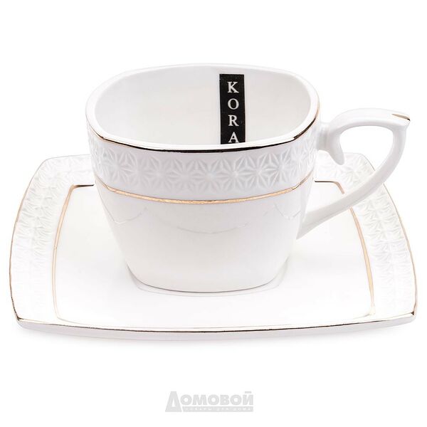 Пара чайная Коралл Снежная Королева, 240 мл, квадратная, керамика