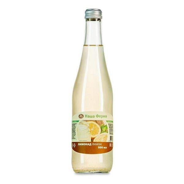 Лимонад негазированный лимонный, «Наша Ферма», 0.5 л, Москва 