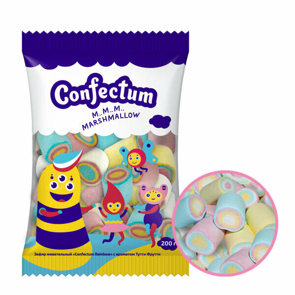 Зефир жев. «Confectum Rainbow» (Рэйнбоу) с аром. Тутти Фрутти, 200г.