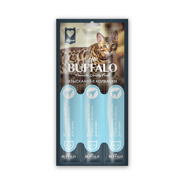 Лакомство для кошек MR.BUFFALO изысканные колбаски с мясом ягненка 3шт.