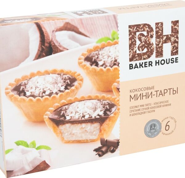 Пирожные Baker House Мини-Тарты с кокосовой начинкой 240г
