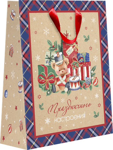 

Пакет подарочный Magic, крафт, с тиснением, 32х26,5х12,5см Арт. KLT-1, в ассортименте