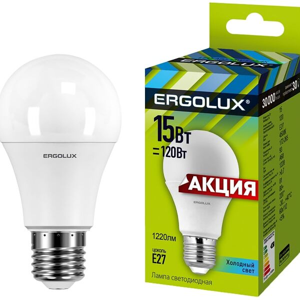 Лампа светодиодная Ergolux LED-A60 E27 15Вт