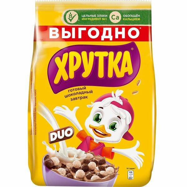 Готовый завтрак Хрутка DUO шоколадный, обогащенный кальцием