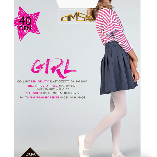 Колготки детские Omsa Kids Collant Girl белые 40 Den 9-12 лет