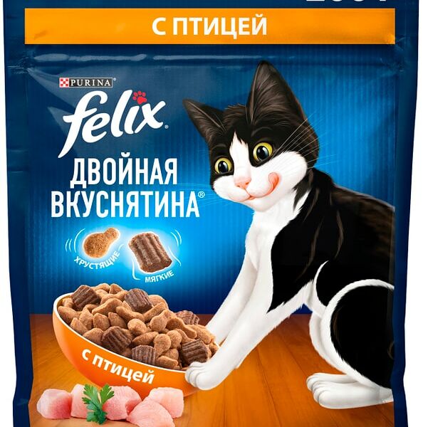 Сухой корм для кошек Felix Двойная Вкуснятина с птицей 200г