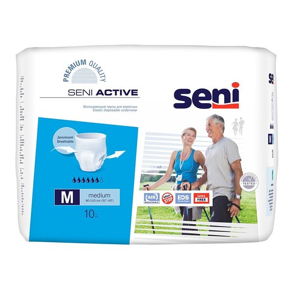 Трусы впитывающие для взрослых Seni active 10 шт размер M 