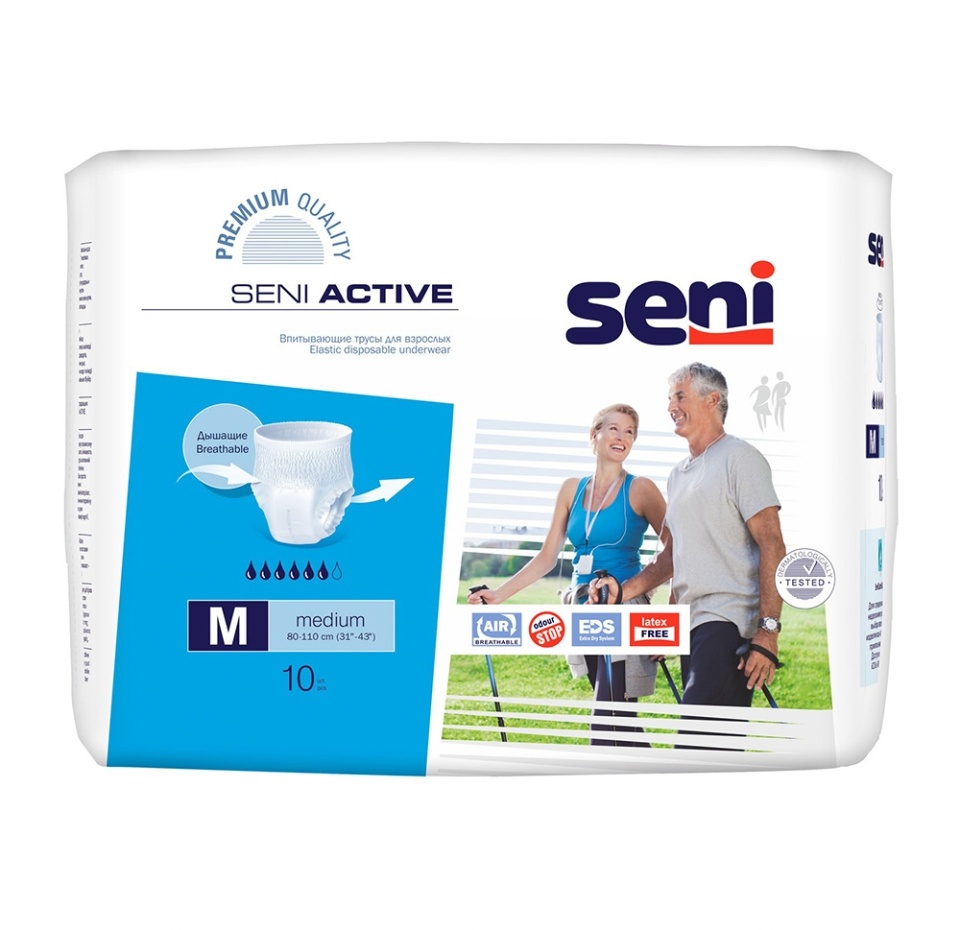 

Трусы впитывающие Seni Active для взрослых размер M 10 шт