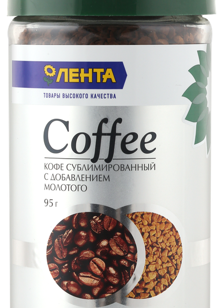 Кофе растворимый с добавлением молотого ЛЕНТА натуральный ст/б