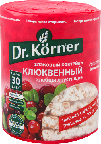 Хлебцы хрустящие Dr. Körner злаковый коктейль клюквенный, 100г