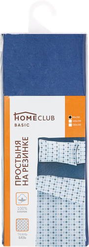 

Простыня на резинке HOMECLUB 90х200см, синяя, бязь, хлопок