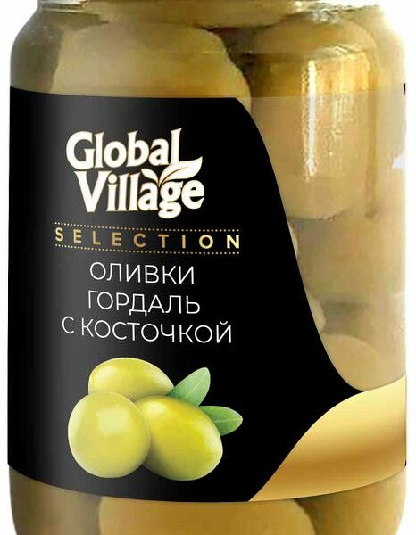 Оливки зеленые Global Village Selection с косточкой 300г