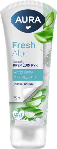 

Крем для рук Aura Увлажняющий с глицерином экстрактом алоэ 75 мл