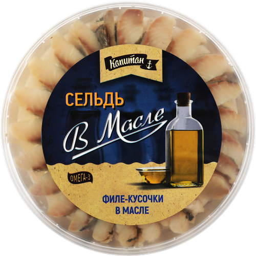 

Сельдь КАПИТАН филе-кусочки в масле, 300г