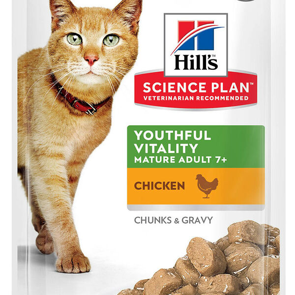 Hill's Science Plan Youthful Vitality пауч аппетитные кусочки в соусе для кошек старше 7 лет Курица