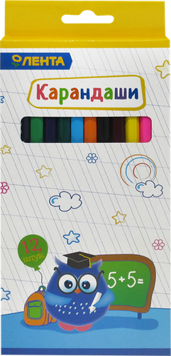 

Набор цветных карандашей ЛЕНТА 12 цветов, 12шт