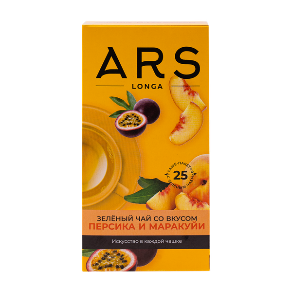 Чай зеленый Ars longa байховый со вкусом персика и маракуйи 25*1,5г