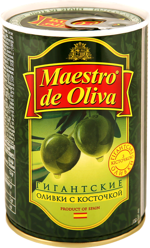 

Оливки Maestro de Oliva Гигант зеленые с косточкой 420 г