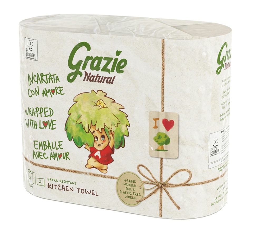 

Полотенца бумажные двухслойные, Grazie natural, 2 рулона, Италия