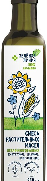 Смесь растительных масел Зеленая линия Кукурузное + Подсолнечное + Льняное 250мл