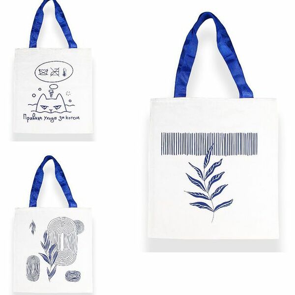 Сумка-шоппер АШАН Красная птица с синими ручками, 40х45 см, в ассортименте 1 шт